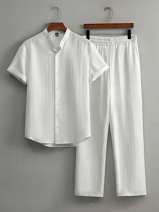 Premium White shirt & track Pent Co-ords set For Man -Lafabrila