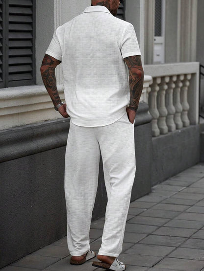 Premium White shirt & White  track Pent Co-ords set For Man -Lafabrila 10224