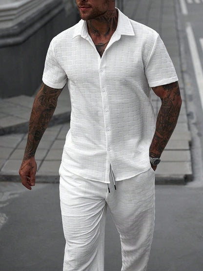 Premium White shirt & White  track Pent Co-ords set For Man -Lafabrila 10224