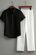 Premium Black shirt & White  track Pent Co-ords set For Man -Lafabrila